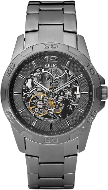 Men's Gunmetal Skeleton Dial Automatic Bracelet Watch