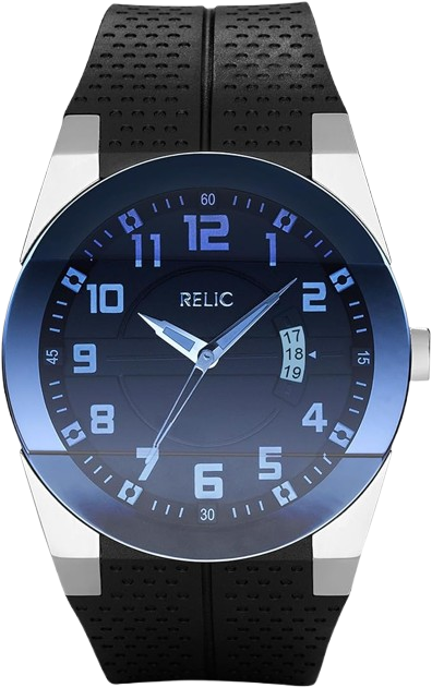 Men's Jake Silver Stainless Steel and Black Silicone Band Watch