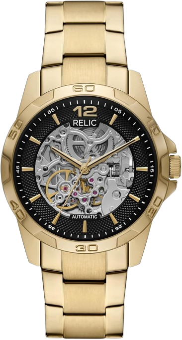 Men's Gold-Tone Automatic Watch with Skeleton Dial